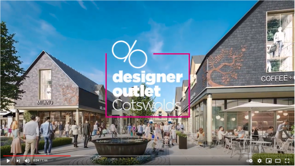 The new 195,000ft² Designer Outlet Cotswolds village will be opened in two phases and will feature 90 retail units, restaurants, and cafes. 
