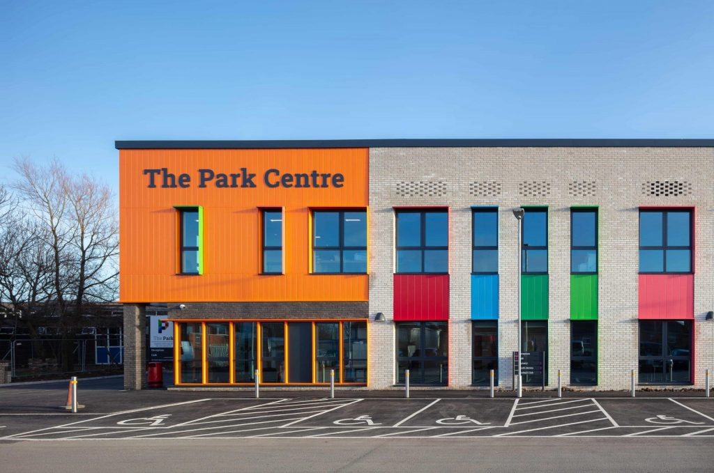 A wide shot of the entrance to The Park Community Centre in Knowle